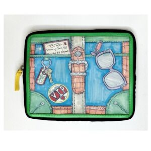 Brighton Tom Clancey Grand Hotel iPad Tablet Sleeve Padded Green Black Zipper